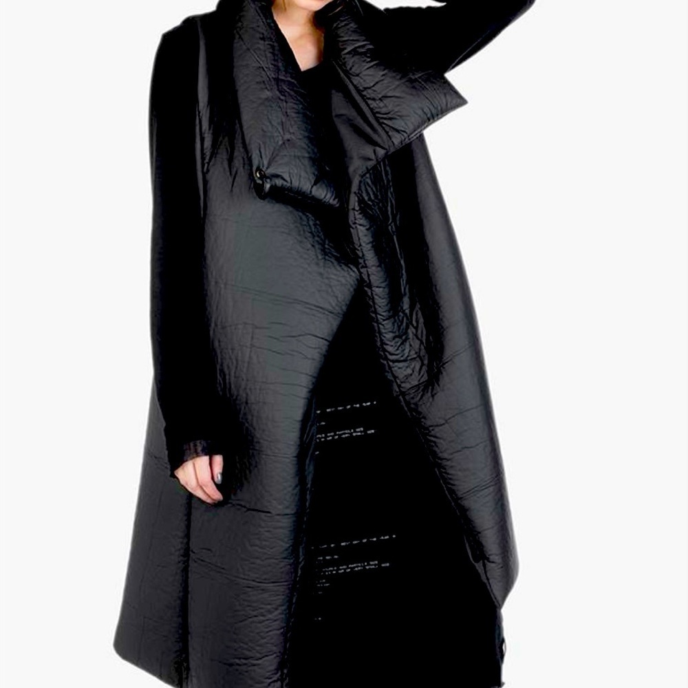 PUFFER VEST Down Fill Asymmetrical Longline Puffer Sleeveless Jacket, black
